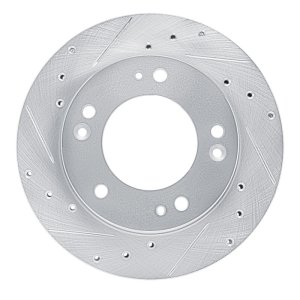 Kia Sportage Brake Rotor (1) - Front Left - R1 Concepts - Drilled & Slotted - Silver - `95-`02